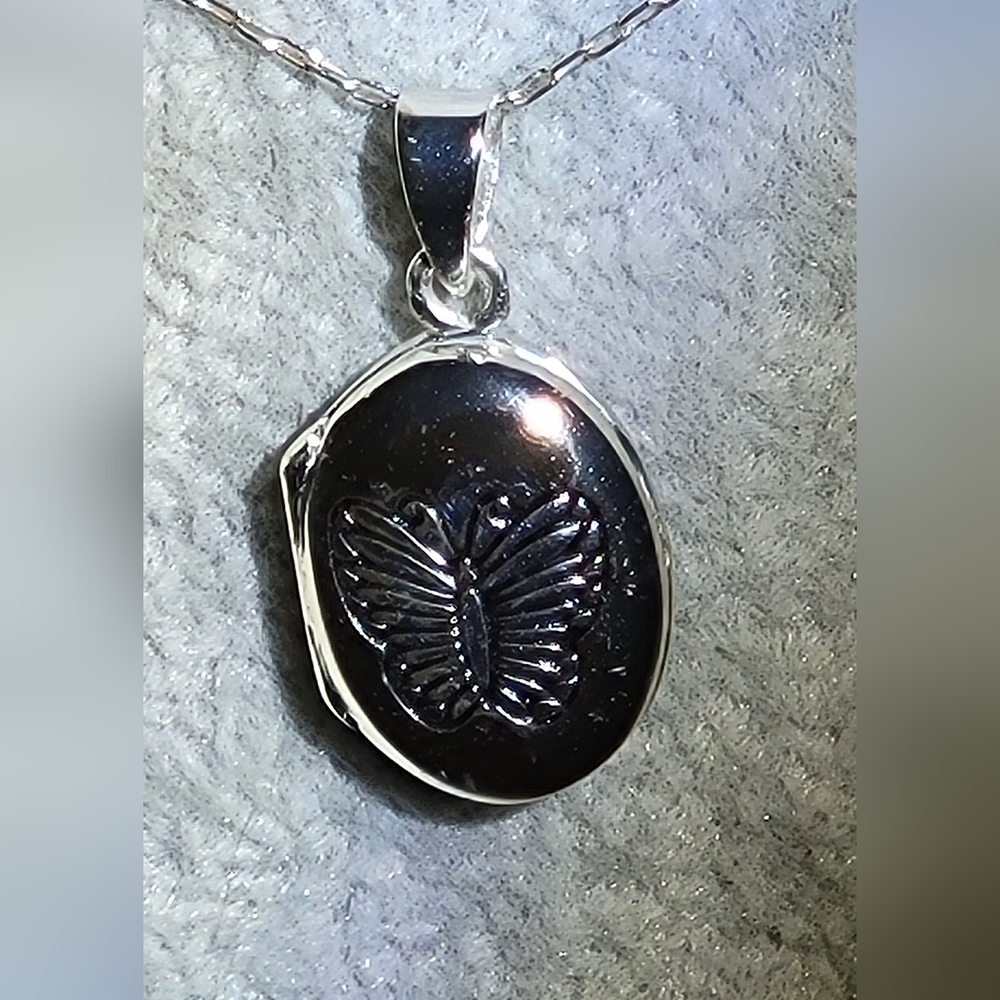 Sterling Silver Butterfly Locket With Sterling Silver Chain